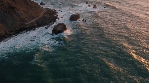 4K Aerial Flying View of Ocean and Cliff Stock Footage 80989469