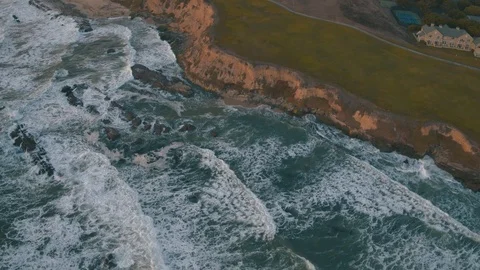 4K Aerial Flying View of Ocean and Cliff Video stock 80989487