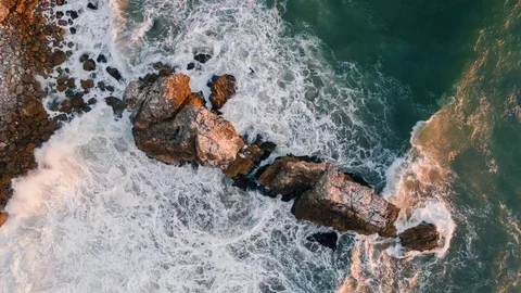 4K Aerial Flying View of Ocean and Cliff Stock Footage 80989575
