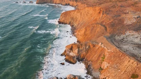 4K Aerial Flying View of Ocean and Cliff Stock Footage 80989600