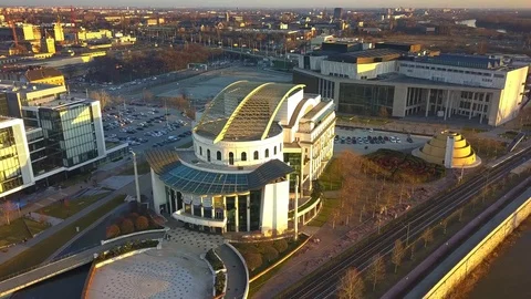 4K aerial footage of drone flying around of the Hungarian National Theater Stock Footage 85351653