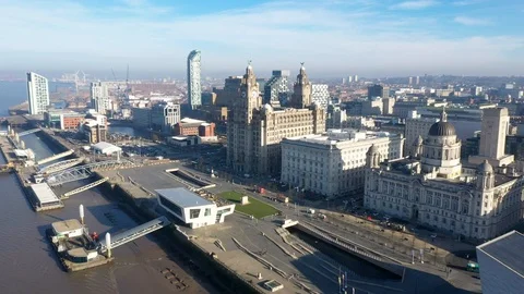 4K Aerial Footage of the Liverpool Skyline Stock Footage