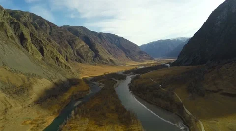 4K Aerial Footage Mountain River Canyon at Sunset Stock Footage 45762166