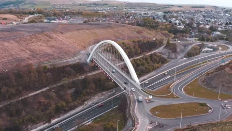 4K Aerial footage of the newly constructed gateway bridge a465 newly built Video stock 153796341