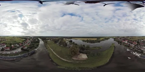 4K Aerial Footage of the Oder-Spree-Kanal in Eisenhttenstadt, Germany Stock Footage 277800339