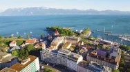 4K Aerial Footage Of Ouchy In Lausanne City  In Switzerland -Uhd Stock Footage