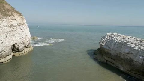 4K aerial footage of white cliffs and Ocean Stock Footage 200025927