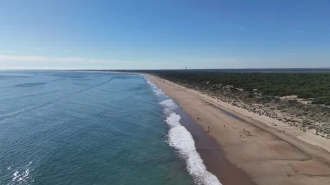 4K Aerial: Forward drone flight along the scenic coastline of Enebrales, Spain. Stock Footage 333637551
