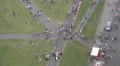 4k Aerial high angle view people on footpath cross Bremerhaven city harbor 4k or 4k+ Resolution