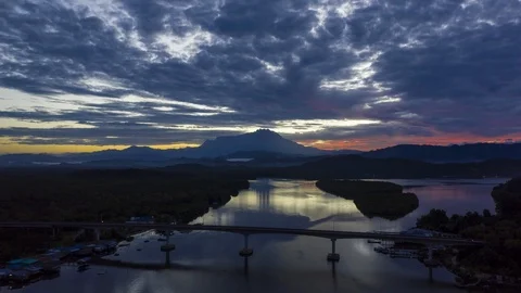 4K aerial hyperlapse of Beautiful harmony sunrise color Stock Footage 123445377