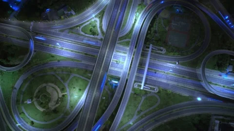 4K : Aerial hyperlapse drone shot of fast moving Highway road. Stock Footage 170996435
