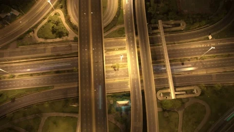 4K : Aerial hyperlapse drone shot of fast moving Highway road. Stock Footage 170996666