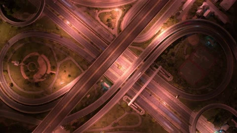4K : Aerial hyperlapse drone shot of fast moving Highway road. Stock Footage 171059383