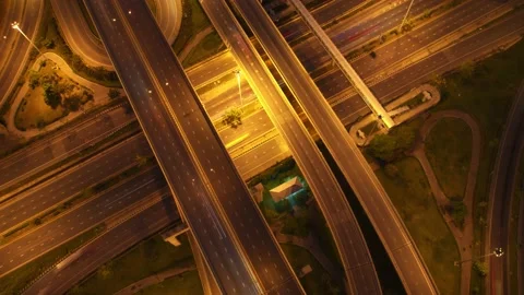 4K : Aerial hyperlapse drone shot of fast moving Highway road. Stock Footage 171102355
