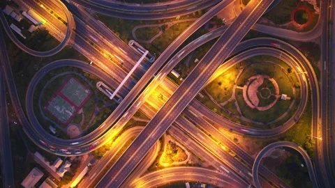 4K : Aerial hyperlapse drone shot of fast moving Highway road. Stock Footage 171261767