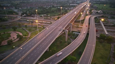 4K : Aerial hyperlapse drone shot of fast moving Highway road. Stock Footage 171319158