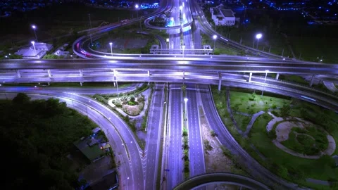 4K : Aerial hyperlapse drone shot of fast moving Highway road. Stock Footage 171319527