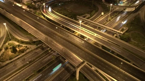 4K : Aerial hyperlapse drone shot of fast moving Highway road. Stock Footage 171319784