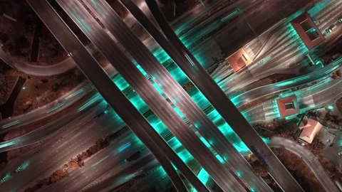 4K : Aerial hyperlapse drone shot of fast moving Highway road. Stock Footage 171651203