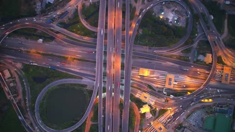4K : Aerial hyperlapse drone shot of fast moving Highway road. Stock Footage 171651283