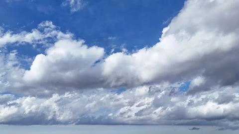 4K Aerial Hyperlapse of Moving Clouds in Blue Sky Stock Footage 305864935