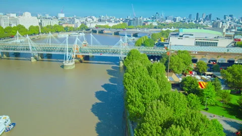 4K aerial hyperlapse over the River Thames with a view of Millennium Bridge. Stock Footage 161401982