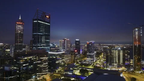 4K Aerial Hyperlapse of Perth City, Western Australia Stock Footage 253638404