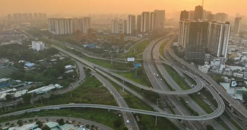 4K Aerial Hyperlapse, Timelapse Crossroads of  Traffic in  Ho Chi Minh City Stock Footage 297973505