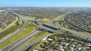 4K Aerial Hyperlapse Video Of Highway Traffic Stock Footage