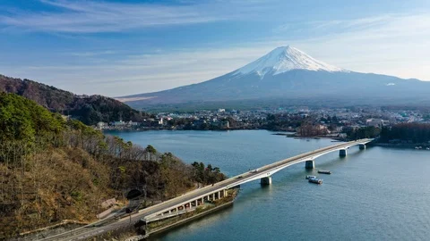 4k aerial hyperlapse video of Mt Fuji in Japan Stock Footage 105626702