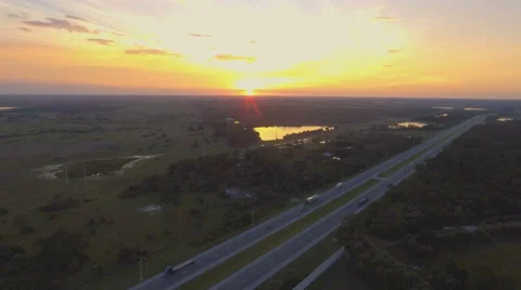 4K Aerial of Interstate 95 at Sunset Stock Footage 67566591