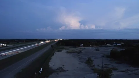 4K Aerial Lightning Strike During Thunderstorm Texas Stock Footage 94001852