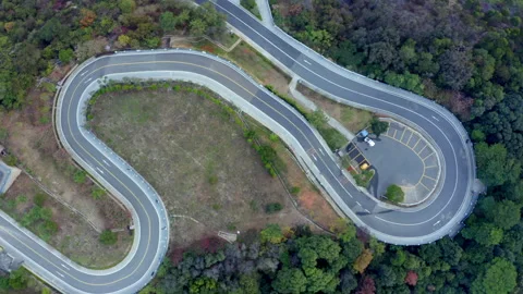 4K Aerial Mountain Region Switchback Road with Hairpins Stock Footage 320152142