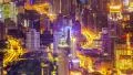 4K : Aerial night view of skyscraper in Shanghai China.(moving time-lapse) 4k or 4k+ Resolution