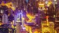 4K Aerial night view of skyscraper in Shanghai China.(Panning time-lapse) 4k or 4k+ Resolution