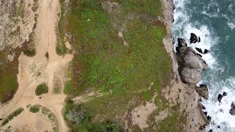 4k Aerial of Ocean Cliffs in California Stock Footage
