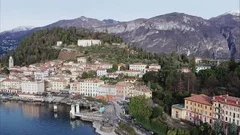 4k aerial over Bellagio town, lake Como, Italy Stock Footage