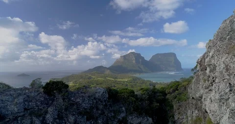 4K Aerial over cliffs and View of Lord Howe Island,New South Wales,Australia Stock Footage 93373463