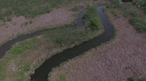 4k aerial over a marsh Stock Footage 64208743