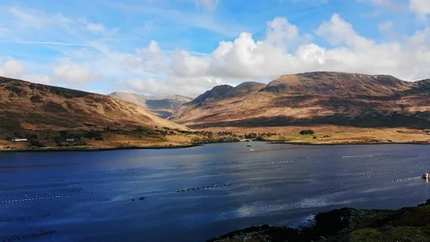 4k aerial over ocean towards mountains Ireland Video stock 89227520