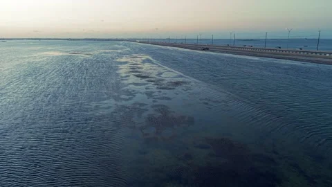 4K Aerial Over Upper Laguna Madre / JFK Causeway at Sunset – Corpus Christi TX Stock Footage 337918778