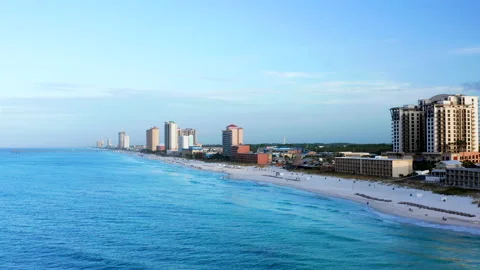 4K Aerial Over White Sand Beaches of Panama City Beach, Florida. Stock Footage