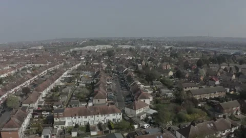 4K Aerial Pan over suburban houses in South London. Stock Footage