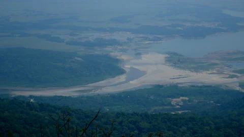 4K Aerial Panning View Of India Bangladesh Border Landscape From Meghalaya Hills Vídeos de archivo 346690171