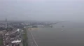 4k Aerial panning view from sightseeing platform Bremerhaven city and harbor 4k or 4k+ Resolution