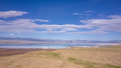 4K Aerial Panoramic Time-lapse of Chaka Salt Lake Scenery Video stock 341680727