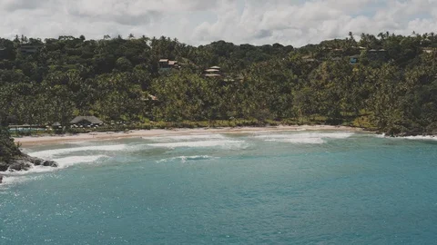 4k Aerial Paradise Beach panoramic shot Stock Footage 125308959