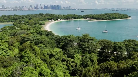 4k Aerial pull back Footage of Lazarus Island bay area Stock Footage 293126621