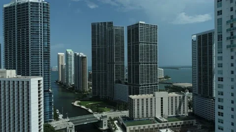 4k aerial pullout video Icon Brickell Miami FL USA Video stock 162347064