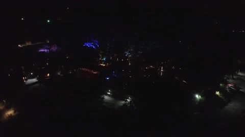 4k aerial resort at night with nice lights Stock Footage 55674176